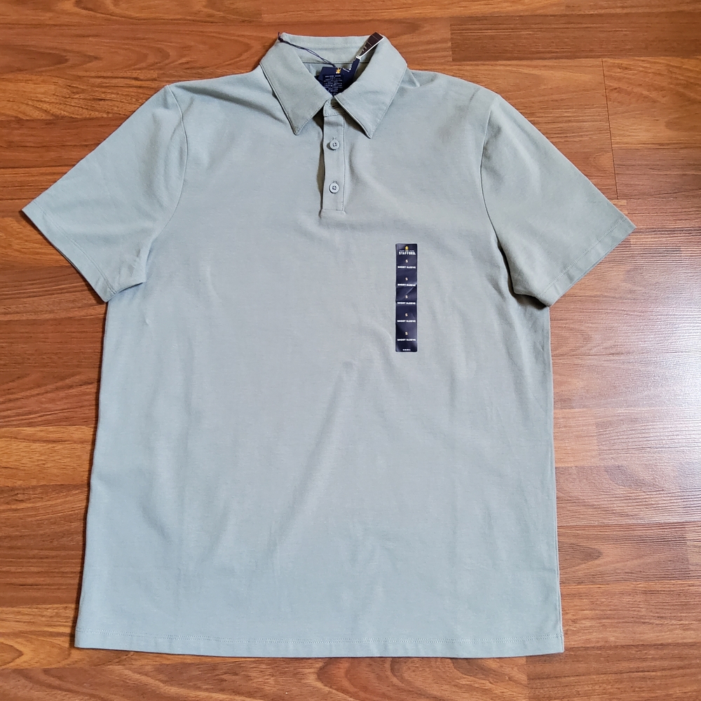 Stafford Performance Polo Shirt Men's Small Gray Stretch Cotton Blend NWT
